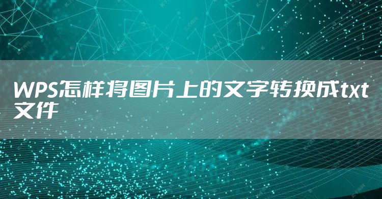 WPS怎样将图片上的文字转换成txt文件