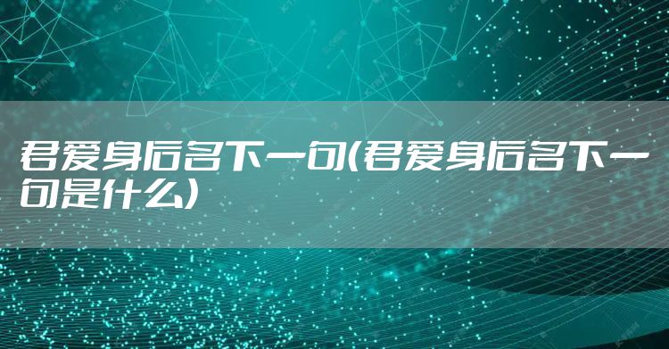 君爱身后名下一句（君爱身后名下一句是什么）