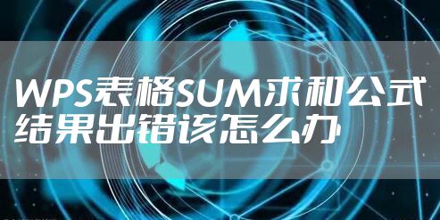 WPS表格SUM求和公式结果出错该怎么办