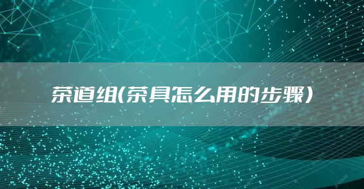 茶道组（茶具怎么用的步骤）