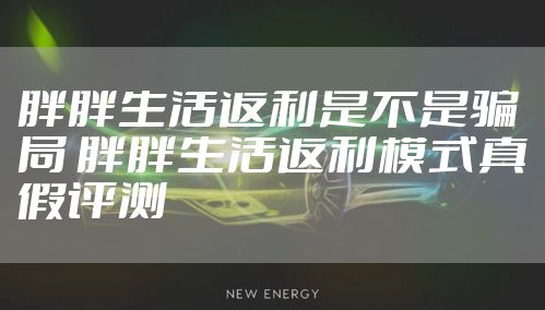 胖胖生活返利是不是骗局 胖胖生活返利模式真假评测