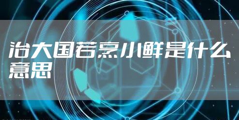 治大国若烹小鲜是什么意思