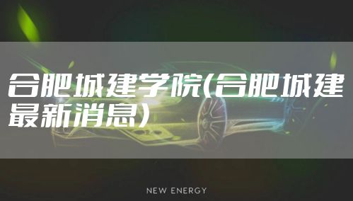 合肥城建学院(合肥城建最新消息)