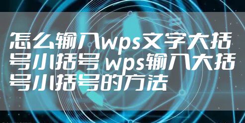 怎么输入wps文字大括号小括号 wps输入大括号小括号的方法