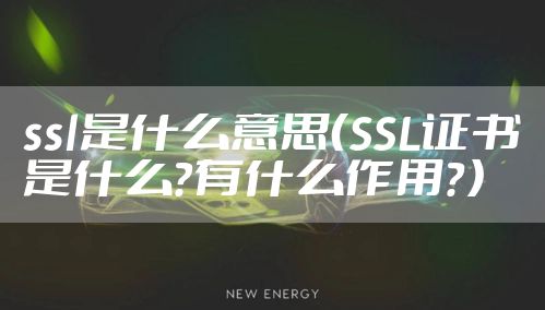 ssl是什么意思（SSL证书是什么？有什么作用？）