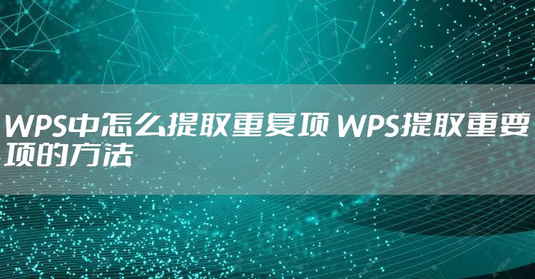 WPS中怎么提取重复项 WPS提取重要项的方法