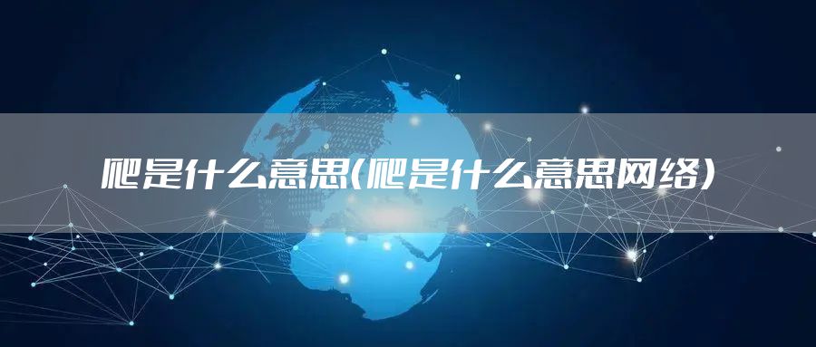 爬是什么意思（爬是什么意思网络）