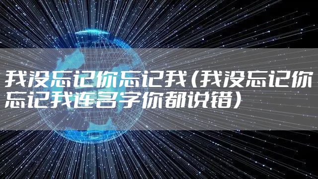 我没忘记你忘记我 （我没忘记你忘记我连名字你都说错）