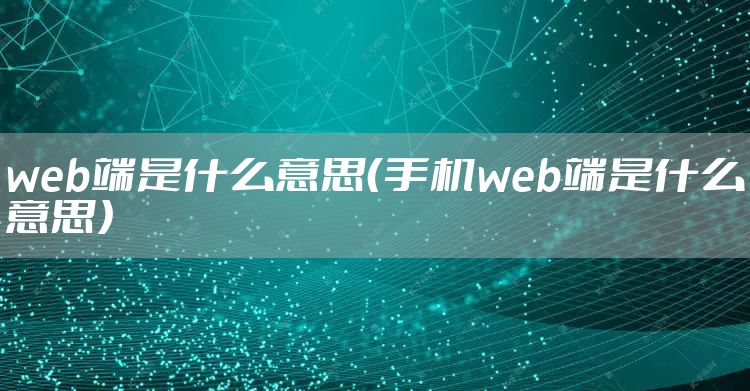 web端是什么意思（手机web端是什么意思）