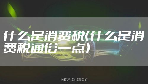 什么是消费税（什么是消费税通俗一点）