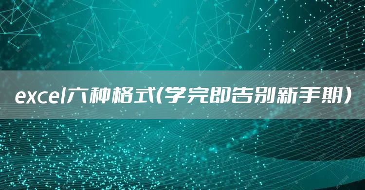 excel六种格式（学完即告别新手期）