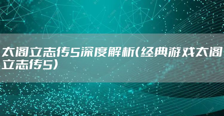 太阁立志传5深度解析（经典游戏太阁立志传5）