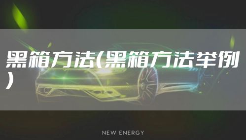 黑箱方法（黑箱方法举例）