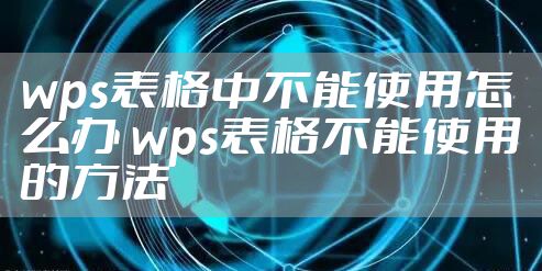 wps表格中不能使用怎么办 wps表格不能使用的方法