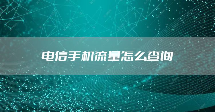 电信手机流量怎么查询