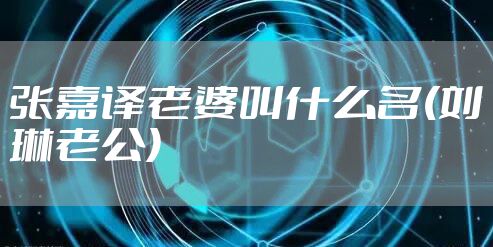 张嘉译老婆叫什么名(刘琳老公)