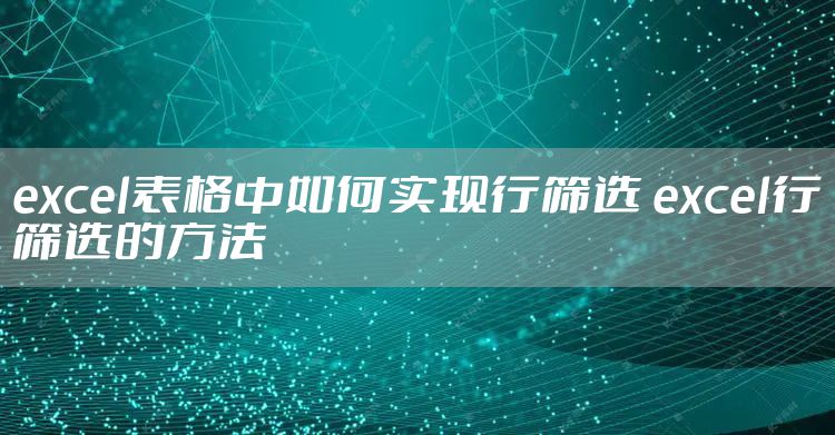 excel表格中如何实现行筛选 excel行筛选的方法