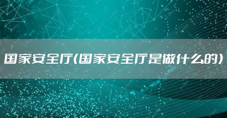 国家安全厅（国家安全厅是做什么的）