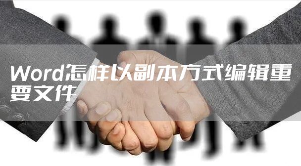 Word怎样以副本方式编辑重要文件