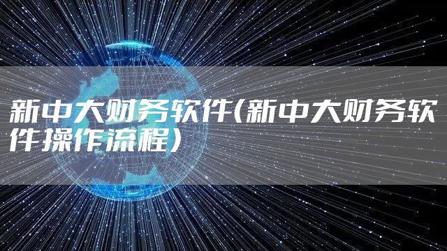 新中大财务软件（新中大财务软件操作流程）