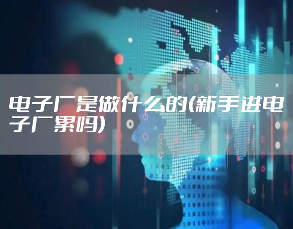 电子厂是做什么的(新手进电子厂累吗)