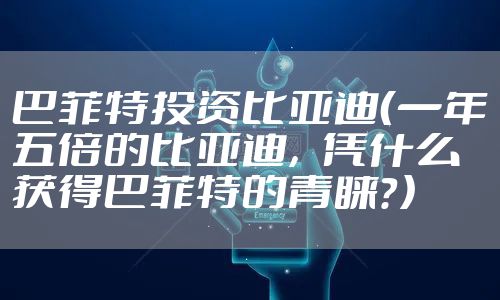 巴菲特投资比亚迪（一年五倍的比亚迪，凭什么获得巴菲特的青睐？）