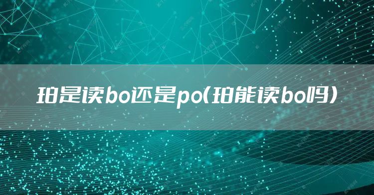 珀是读bo还是po（珀能读bo吗）