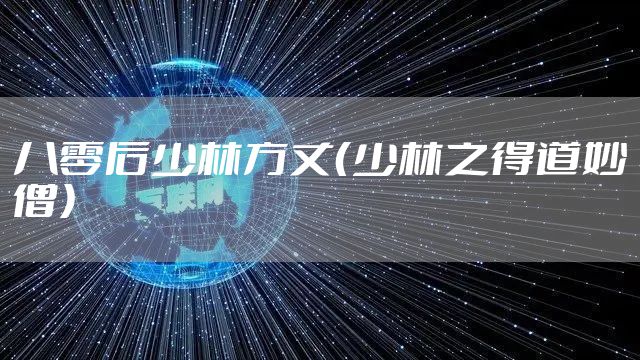 八零后少林方丈（少林之得道妙僧）