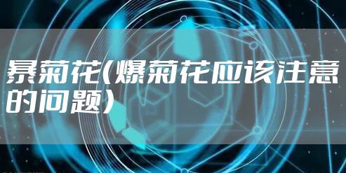 暴菊花（爆菊花应该注意的问题）