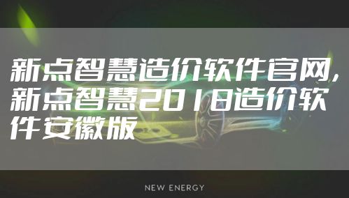 新点智慧造价软件官网，新点智慧2018造价软件安徽版