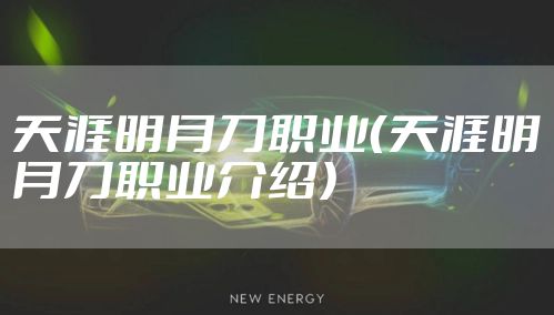 天涯明月刀职业（天涯明月刀职业介绍）