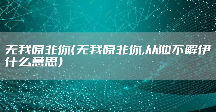 无我原非你（无我原非你,从他不解伊什么意思）