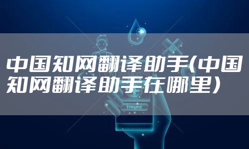 中国知网翻译助手(中国知网翻译助手在哪里)