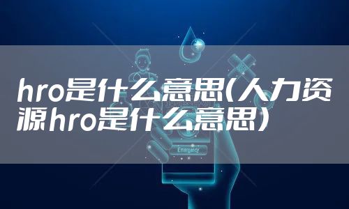 hro是什么意思（人力资源hro是什么意思）