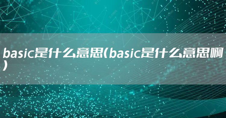 basic是什么意思（basic是什么意思啊）