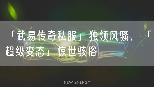 「武易传奇私服」独领风骚，「超级变态」惊世骇俗