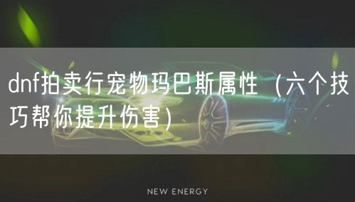 dnf拍卖行宠物玛巴斯属性(六个技巧帮你提升伤害)