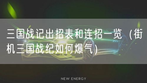 三国战记出招表和连招一览（街机三国战纪如何爆气）