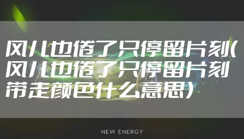 风儿也倦了只停留片刻(风儿也倦了只停留片刻带走颜色什么意思)
