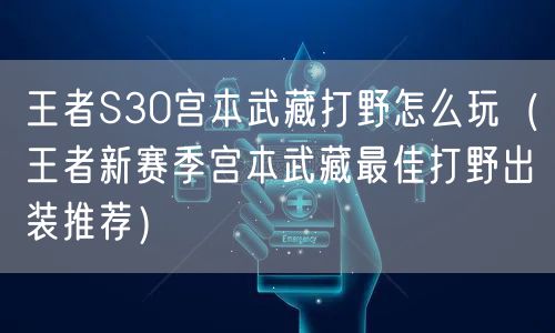 王者S30宫本武藏打野怎么玩（王者新赛季宫本武藏最佳打野出装推荐）