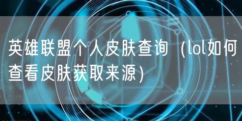 英雄联盟个人皮肤查询（lol如何查看皮肤获取来源）