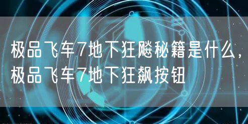 极品飞车7地下狂飚秘籍是什么，极品飞车7地下狂飙按钮