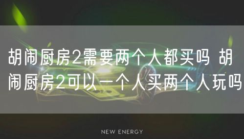 胡闹厨房2需要两个人都买吗 胡闹厨房2可以一个人买两个人玩吗