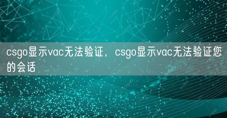 csgo显示vac无法验证,csgo显示vac无法验证您的会话