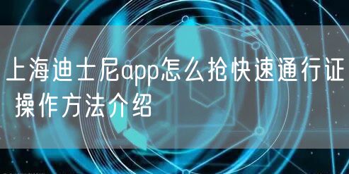 上海迪士尼app怎么抢快速通行证 操作方法介绍