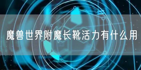 魔兽世界附魔长靴活力有什么用