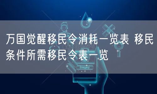 万国觉醒移民令消耗一览表 移民条件所需移民令表一览