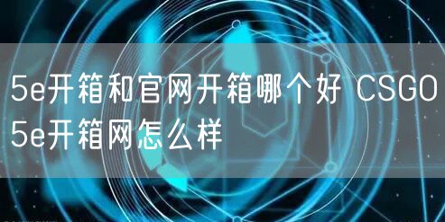 5e开箱和官网开箱哪个好 CSGO5e开箱网怎么样