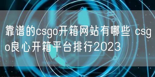靠谱的csgo开箱网站有哪些 csgo良心开箱平台排行2023