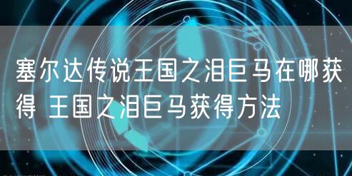 塞尔达传说王国之泪巨马在哪获得 王国之泪巨马获得方法